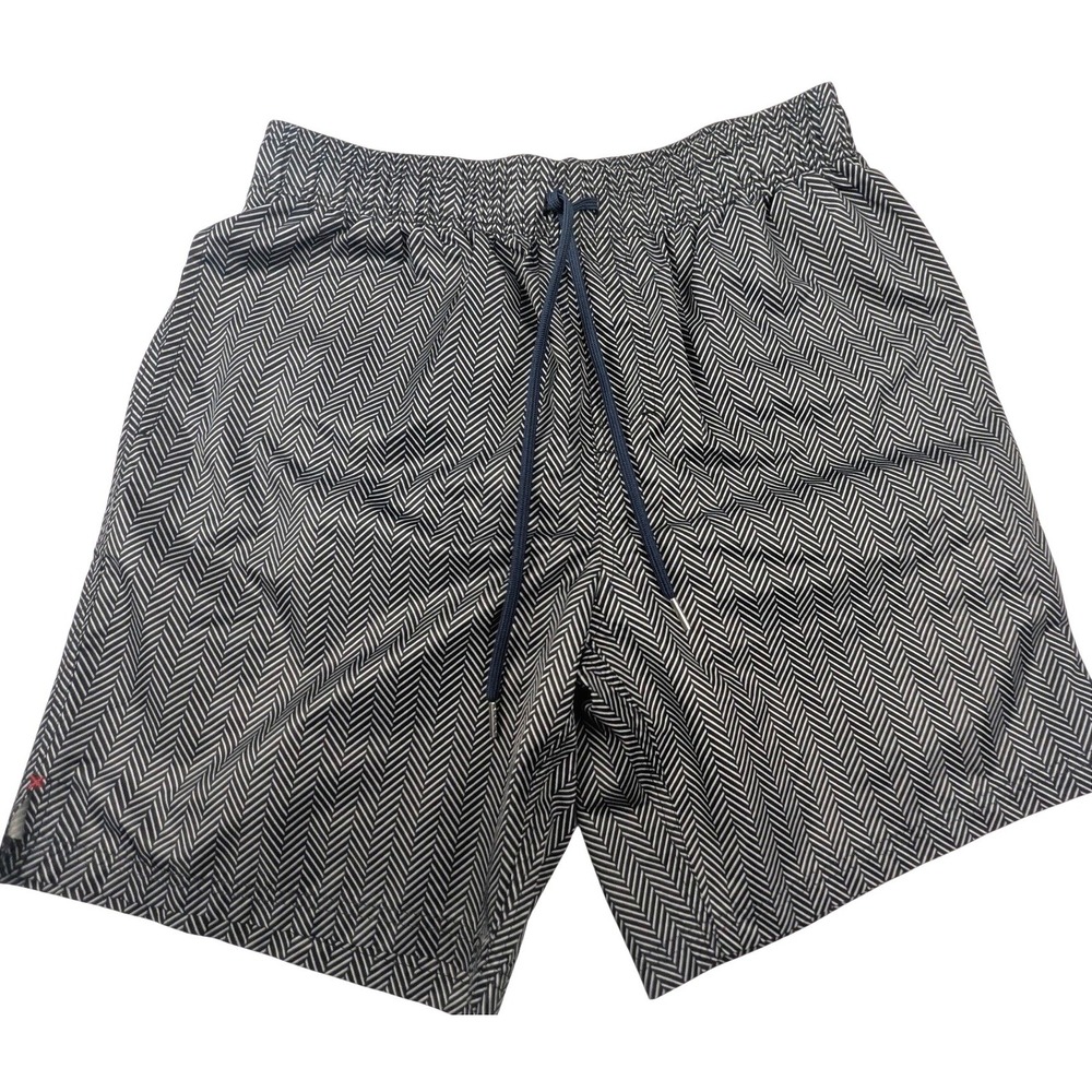 2(X)IST Mens XL Swim Trunks Black White Herringbone Mesh Lined Shorts